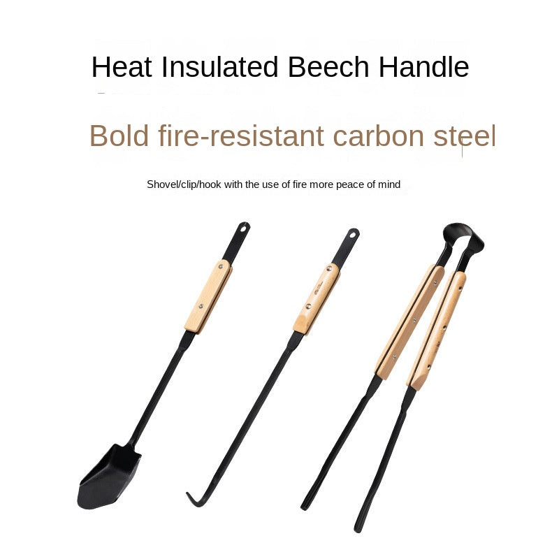 Mobi Garden Charcoal Tool Set Portable Lightweight Charcoal Clip Tong Hook Shovel Spatula Cooking Equipment Tool Outdoor Camping Grill BBQ