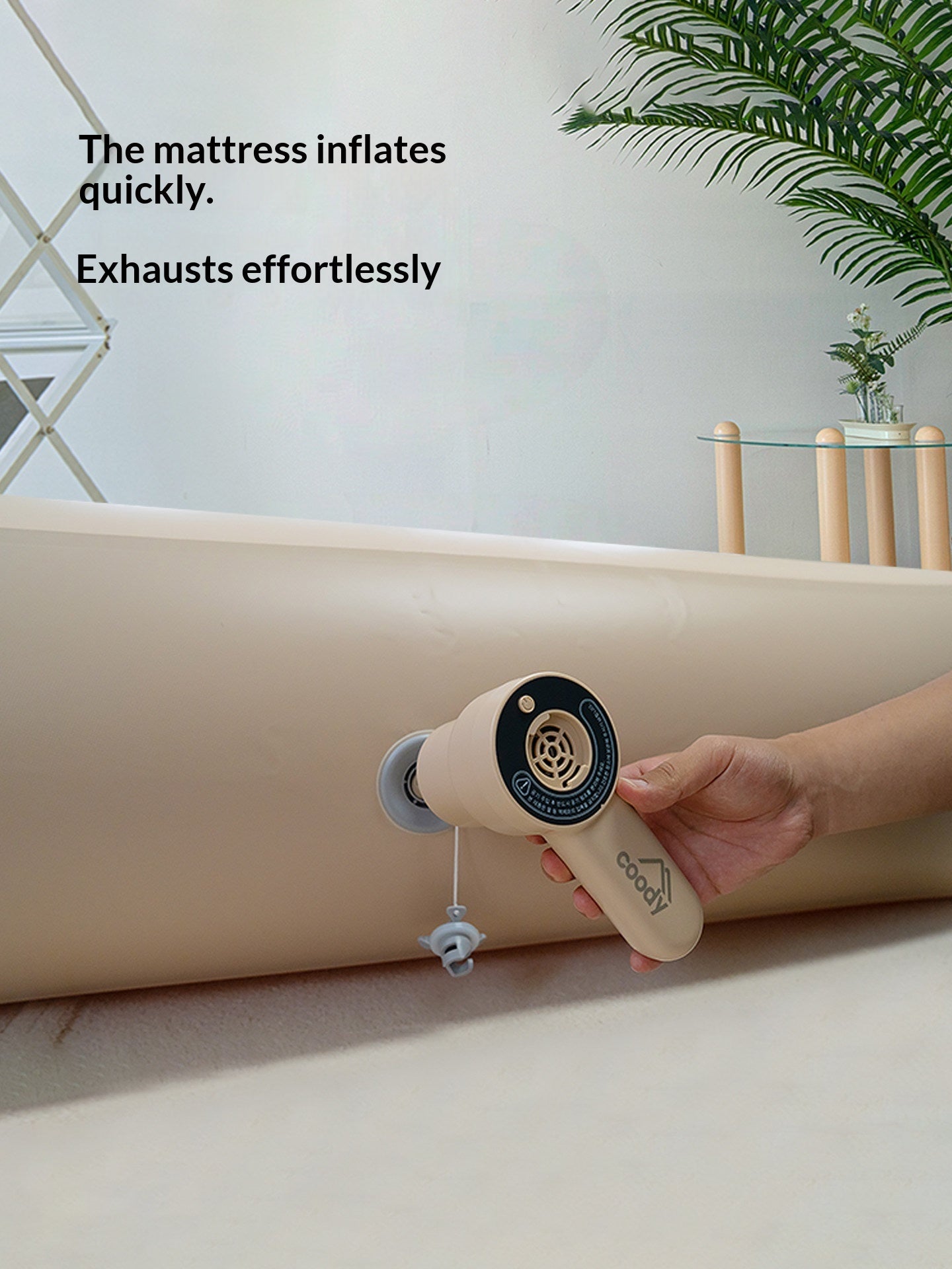 Coody GR-119 Handheld Air Pump Portable Lightweight 2PSI 105W for Inflatable Bed Mattress Pillow Sofa Compression Bag USB C Charging
