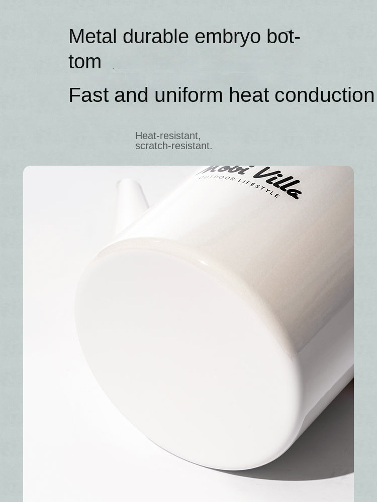 Mobi Garden Enamel Glazed Kettle and Mug 6 Layer Italian Enamelware Retro Classic Aesthetic Style 2L Boiling Water Coffee Tea Cookware Pot Cup Teapot