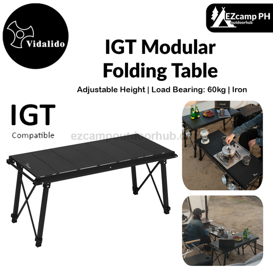 Vidalido IGT Modular Folding Table Portable Lightweight Foldable Tactical Integrated Grill Split Splicing Table Height Adjustable Max Load Up To 60kg 2.5 Units