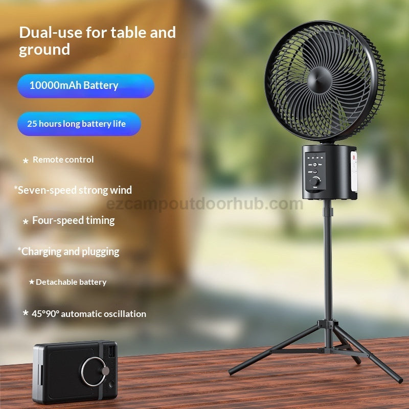 ATEnge Oscillating Rechargeable Fan w/Remote Super Strong 7 Speeds 2 in 1 Unique Design 10 Inch Cordless Battery-Operated Fan Outdoor Opolar Roccia RF66