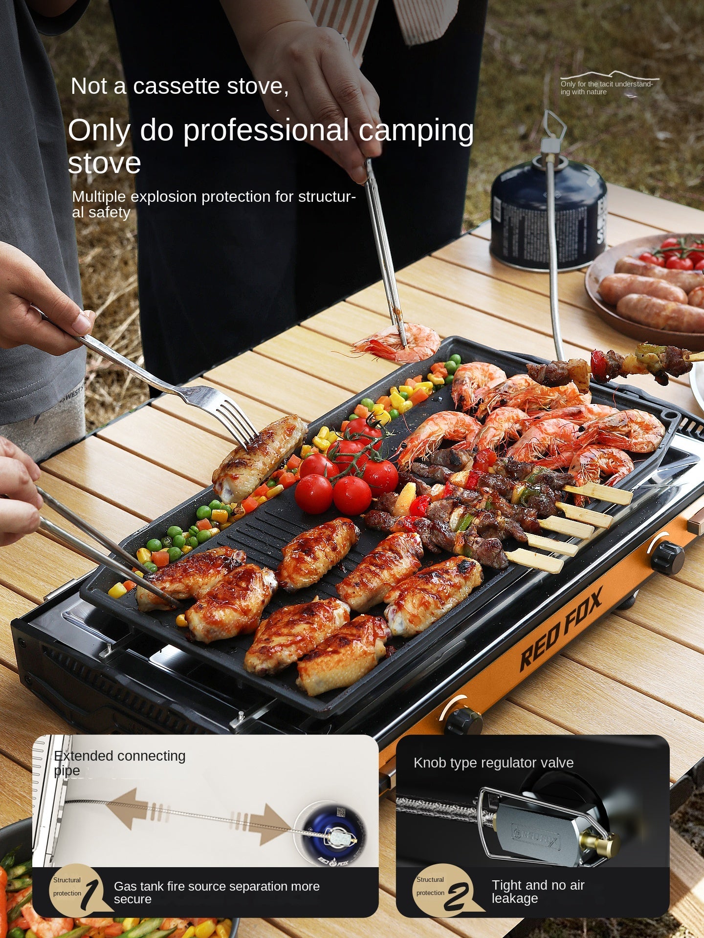 Redfox AIR Flagship Edition 2025 Double Stove Portable Foldable Premium Furnace Dual Butane Canister Windproof 3000W Firepower Burner Outdoor Camping