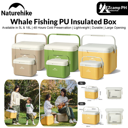 Naturehike Whale Fishing PU Insulated Box 5L 18L Anti-Bacterial 48H Cold Preservation Insulation Food Drink Ice Storage Container Box Refrigerator