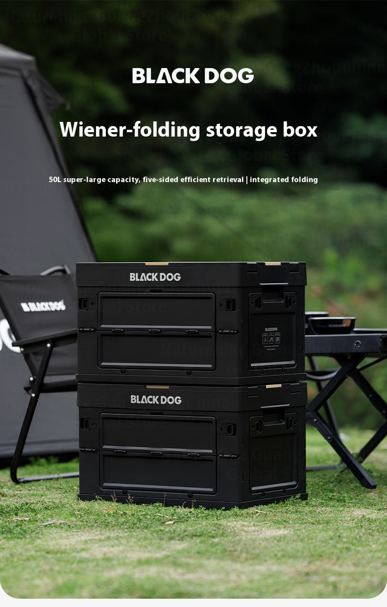 Blackdog 50L Folding Storage Box Portable Lightweight Multipurpose Large Capacity Sundries Box With Table Board 5 Door Polypropylene Outdoor Camping Hiking