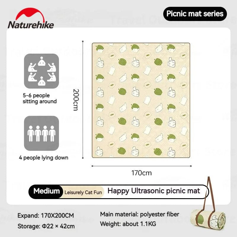 Naturehike HAPPY Series Ultrasonic Picnic Mat Waterproof Moisture Proof 3-10 Persons Cushion Pad Eco-Friendly Cotton Blankets Village 6.0 13 Add-on