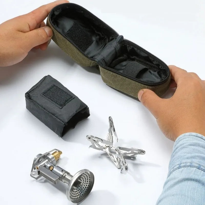 CAMPINGMOON XD-2F Mini High-Power Rocket Stove Duty Butane Gas Fuel Burner 3.3kw Firepower Built-in Igniter Screw Type with Storage Bag Camping Hiking