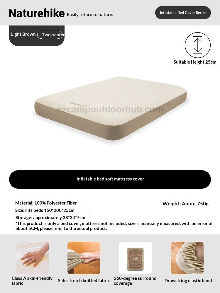 Naturehike Premium Soft Air Bed Mattress Cover Fitted Bed Sheet Inflatable Bed Pad Single Queen King Skin Friendly Machine Washable Outdoor
