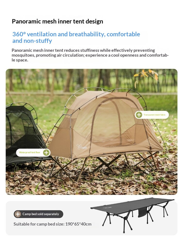 Vidalido Floating Island Bed Tent Double Layer Off The Ground Single Cot Bed Tent For 1 Person Waterproof Mosquito Repellent Field Folding Bed Outdoor