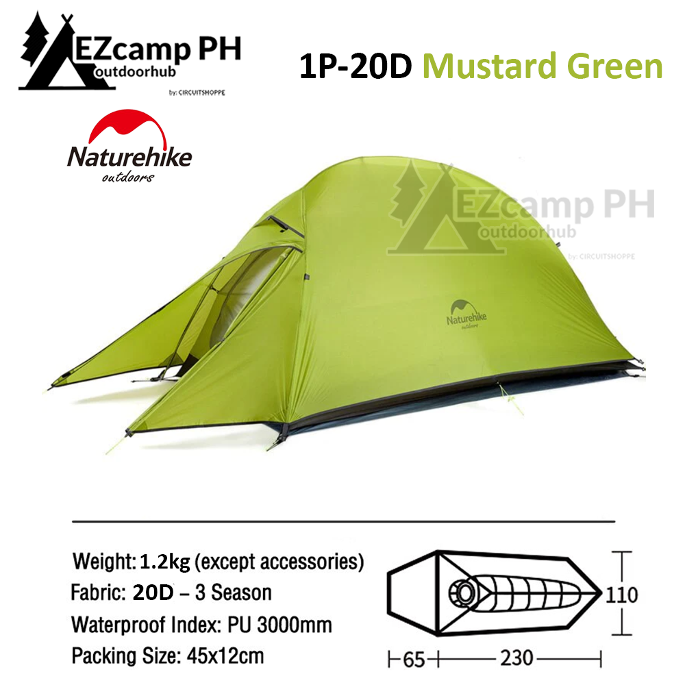 Naturehike Cloud Up Series 1 2 3 Person Portable Ultralight Outdoor Camping Hiking Waterproof 3 Season Camp Tent in 210T 20D Original Upgraded Version