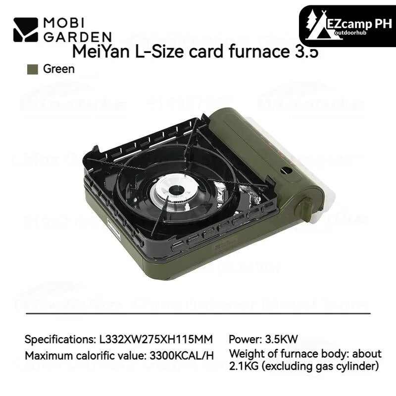Mobi Garden Large Butane Camping Stove Mini 3.5KW Firepower With Built-in Windshield Standard Gas Fuel Nozzle Type Canister Cassette Style With Storage