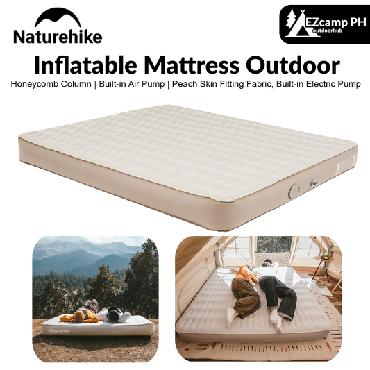 Naturehike Inflatable Mattress Outdoor Portable Lightweight 2-3 Persons Pad Inflatable Bed Built In Air Pump Inflation Height 20cm Thickened Mattress