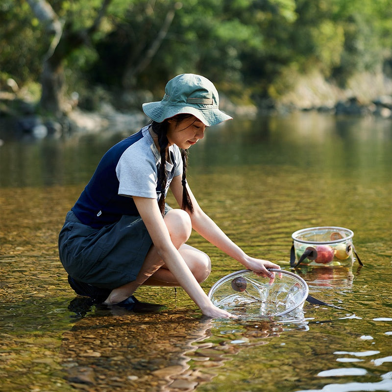 Naturehike Transparent PVC Round Water Bucket Outdoor Portable Lightweight Collapsible Clear Container Basin Storage Bag Carrying Foldable Folding Pail Basket Camping Hiking Beach Picnic Travel Heavy Duty Original Nature Hike