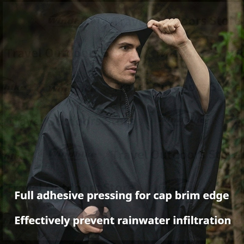 BLACKDOG Explorer 3 In 1 Tactical Raincoat Unisex Hooded Sleeve Waterproof Rain Poncho Cycling Rain Cover Camping Outdoor Mountaineering Rainwear