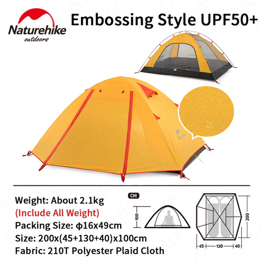 Naturehike 2 3 4 Person P-Series UPF50+ Outdoor Camping Tent Waterproof Windproof Portable Camp Heavy Duty Lightweight Camp Shelter for Nature Hike P Series Professional Hiking Backpacking