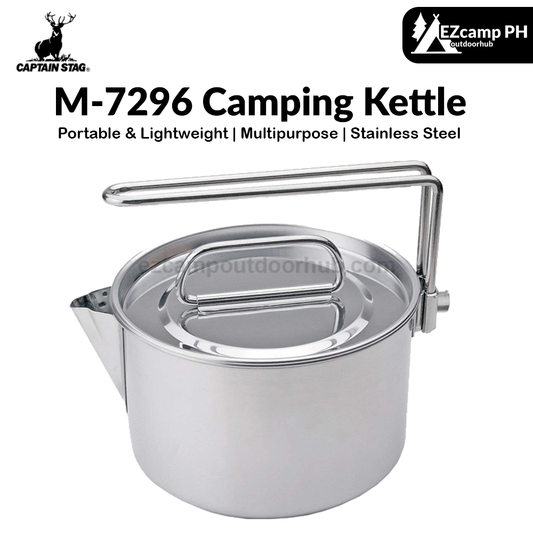 CAPTAIN STAG M-7296 Camping Kettle Portable Multipurpose Coffee Tea Pot Cooker Water Boiling 14cm 1.3L Stainless Steel Outdoor Travel Folding Handle