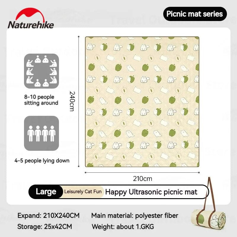 Naturehike HAPPY Series Ultrasonic Picnic Mat Waterproof Moisture Proof 3-10 Persons Cushion Pad Eco-Friendly Cotton Blankets Village 6.0 13 Add-on