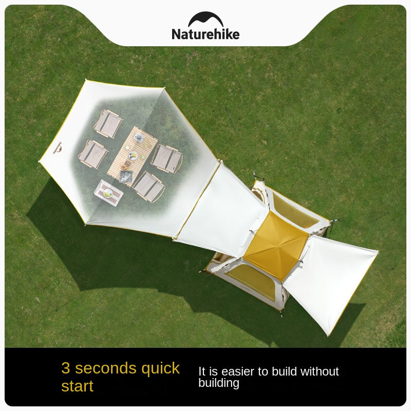 Naturehike ANGO Series ES60 Fast Automatic Tent Dome Detachable Canopy Awning Tarp for 3 to 4 Person Silver Coated Sunscreen Waterproof 15m² Large Use Space Auto Poles Quick Open Nature Hike