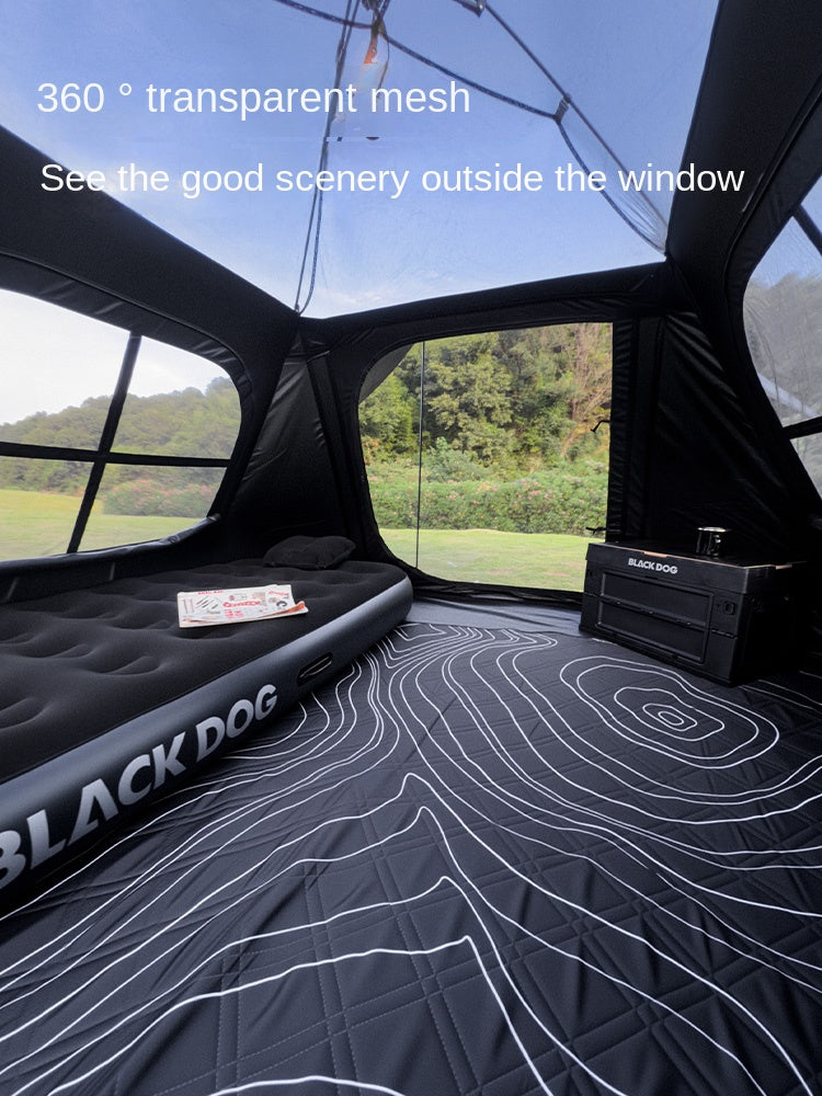 Blackdog MOVIE STAR Octagonal Automatic Tent Dome Style 4 Person Outdoor Camping Tent Up To 14.5m² Use Space Waterproof PU3000mm Black Vinyl Coated Sunscreen Black Khaki