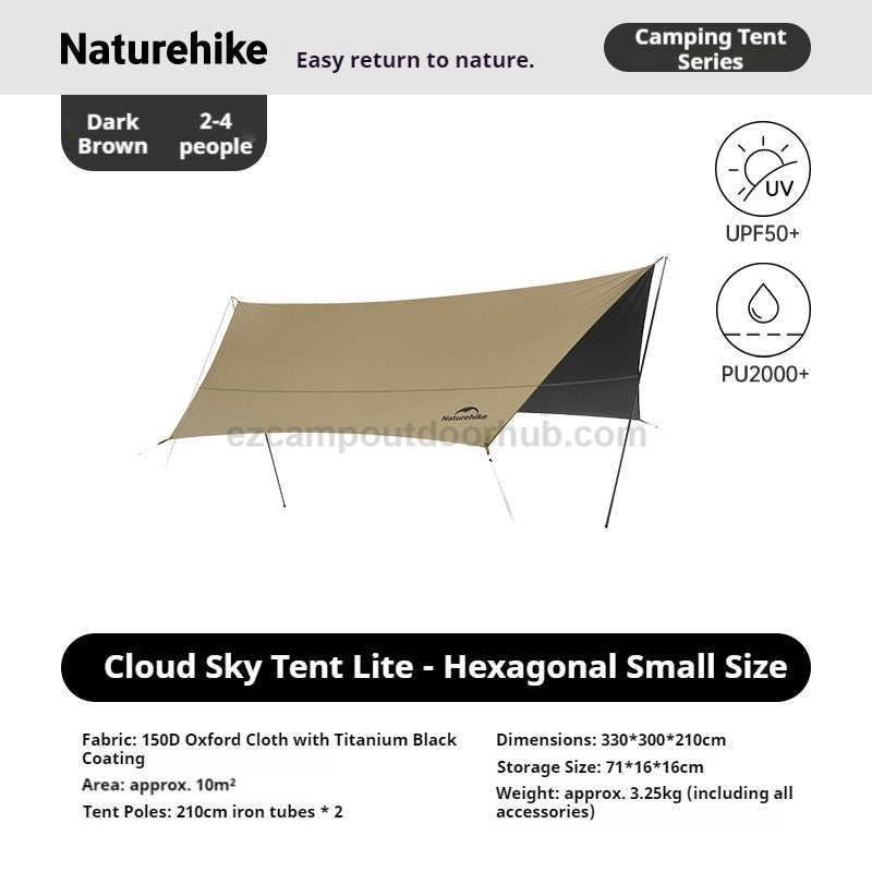Naturehike CLOUD SKY Camping Tarp Windproof Sunshade Sun Shelter Awning Tent Shade Beach Tourist Canopy Awning 150D Waterproof Outdoor Camping Gear