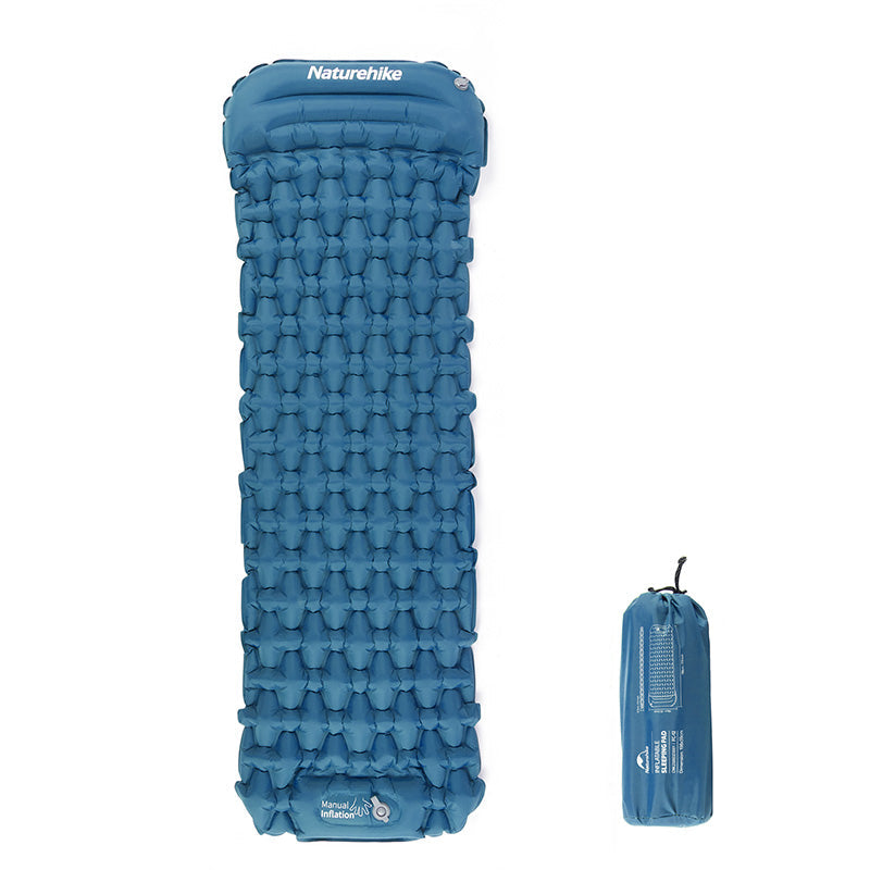 Naturehike Inflatable Sleeping Pad Outdoor Portable Lightweight Air Inflatable Sleeping Pad Easy Foot Step Inflation TPU Nylon Air Bed With Pillow Single Mat Built In Pump Waterproof Camping Hiking Picnic Travel Heavy Duty Original Nature Hike