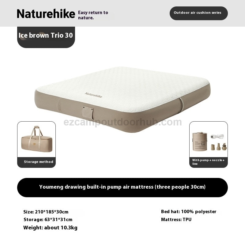 Naturehike DREAM Series Brushed Inflatable Mattress Foam Sponge Comfortable Automatic Air Mat Bed With Built-in Pump For 2-3 Person Outdoor Sleeping Mat Youmeng