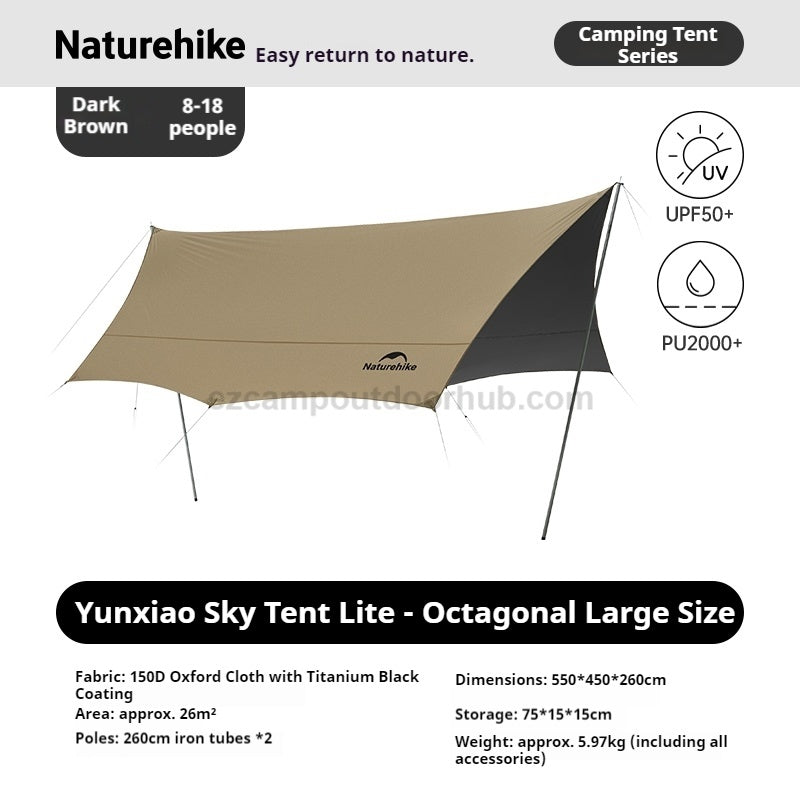Naturehike CLOUD SKY Camping Tarp Windproof Sunshade Sun Shelter Awning Tent Shade Beach Tourist Canopy Awning 150D Waterproof Outdoor Camping Gear