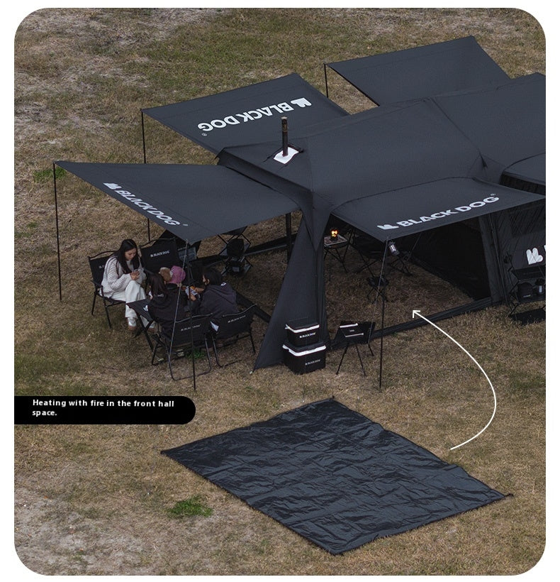 Blackdog SPACEX STARSHIP Automatic Tent Cabin Style For 8-10 Person Large 2 Bedroom 6 Living Room Outdoor Waterproof Black Vinyl Coated Sunscreen