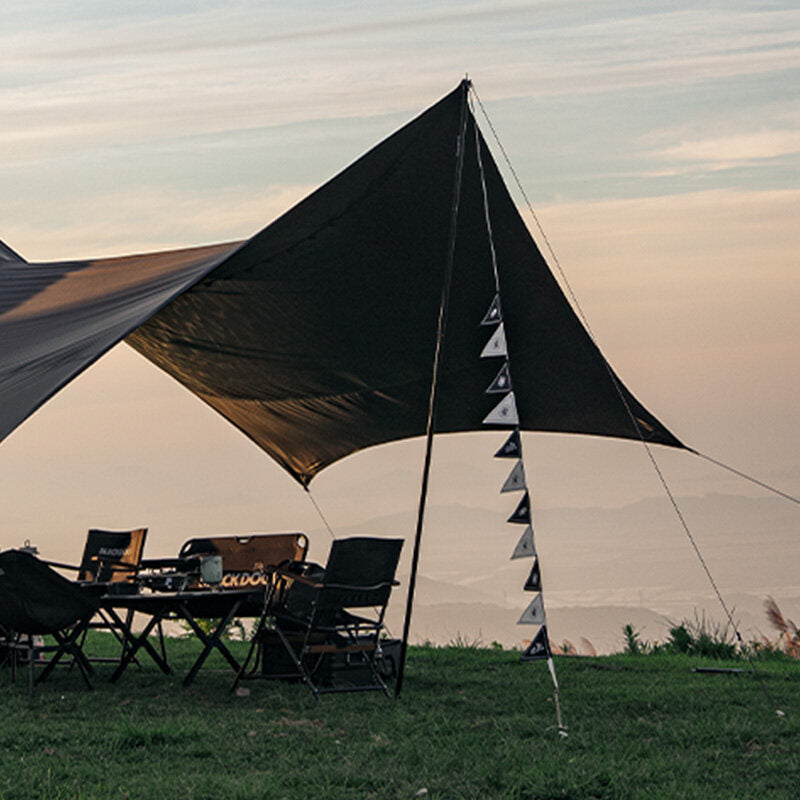 BLACKDOG Black Wind Rope 8pcs 4m Set with Buckle Tensioner Outdoor Camping Tent Tarp Awning Canopy Reflective Nylon Guy Lines 4mm String Size Pack