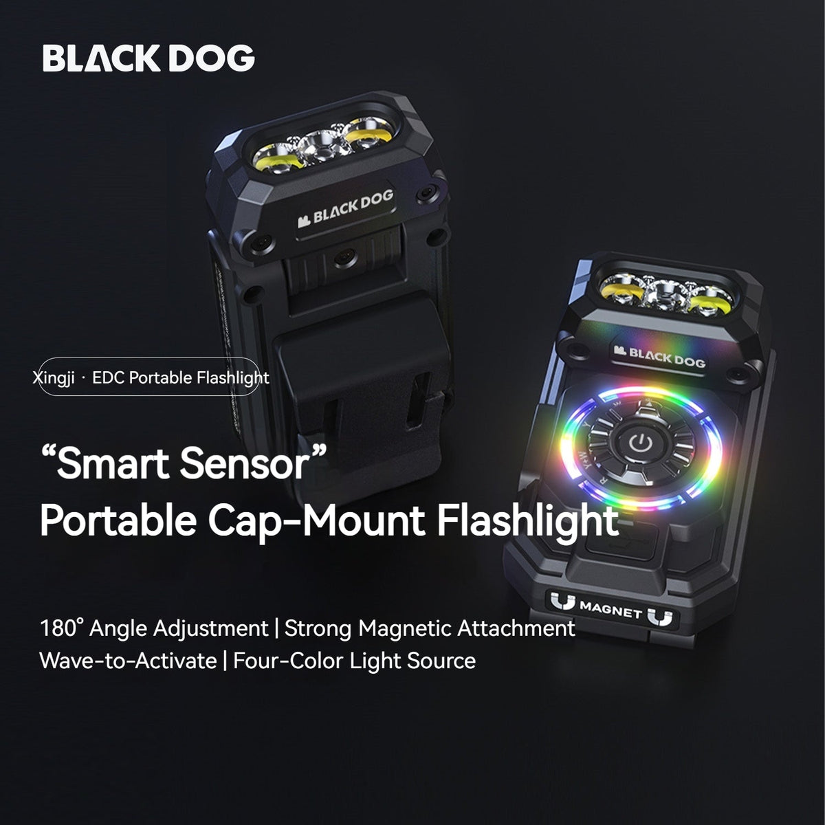 Blackdog STARGEAR LED Headlamp 580LM Cap Clip Flashlight Gesture Sensor Rechargeable Magnetic RGB