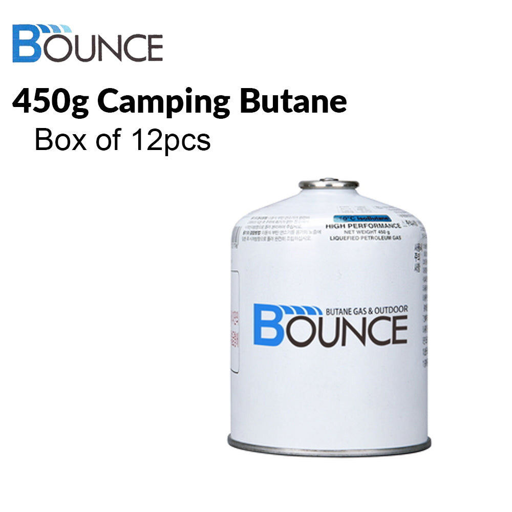 BOUNCE Camping Butane Gas Screw Type Valve 110G 230G 450G Isobutane Fuel Canister Can for Camp Portable Cooking Stove Torch Burner Lamp Lantern Light Original ISO Butane Propane Outdoor Portable