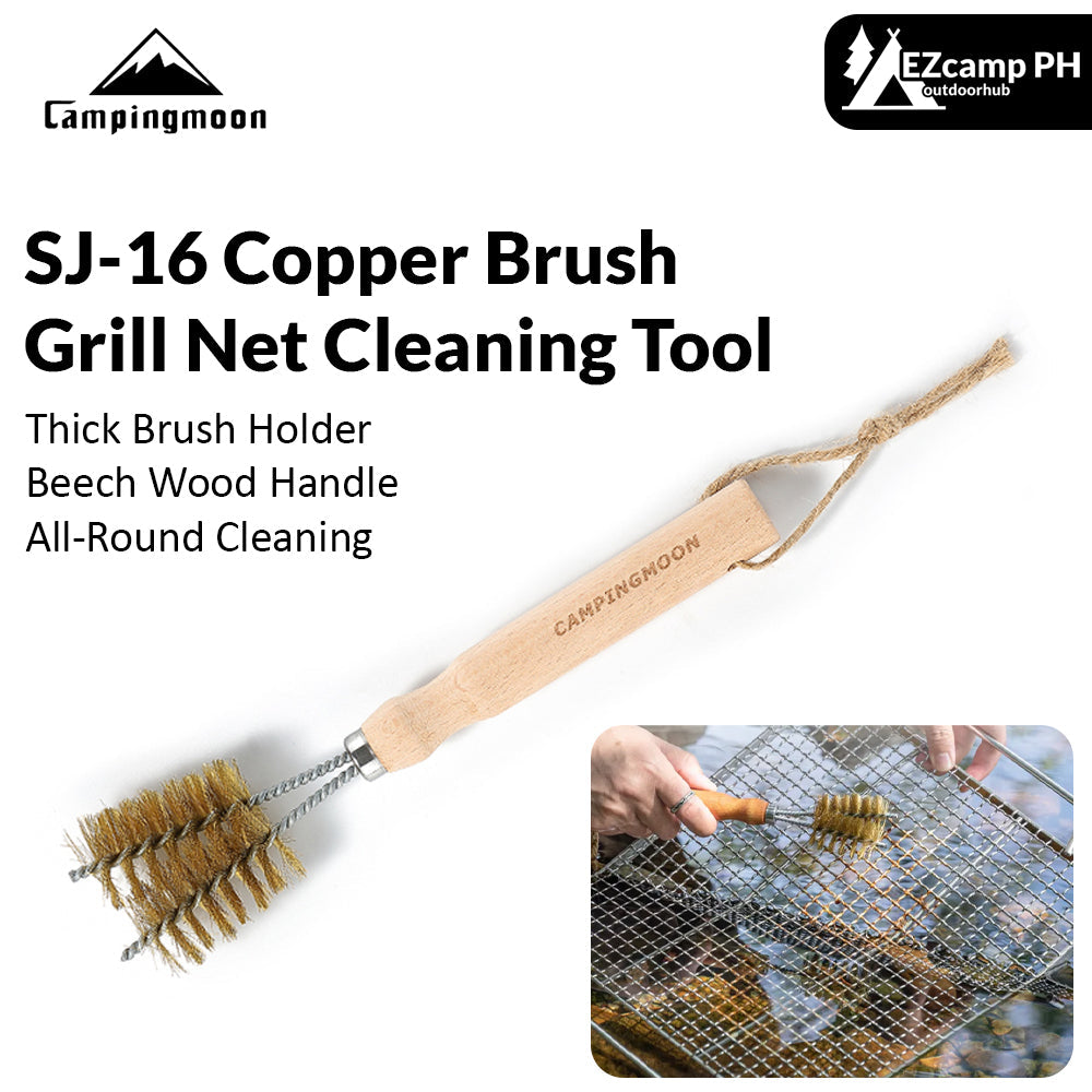 Campingmoon SJ-16 Copper Brush Grill Net Cleaning Tool Outdoor Camping Charcoal BBQ Grill Mesh Heavy Duty Cleaner Camping Moon