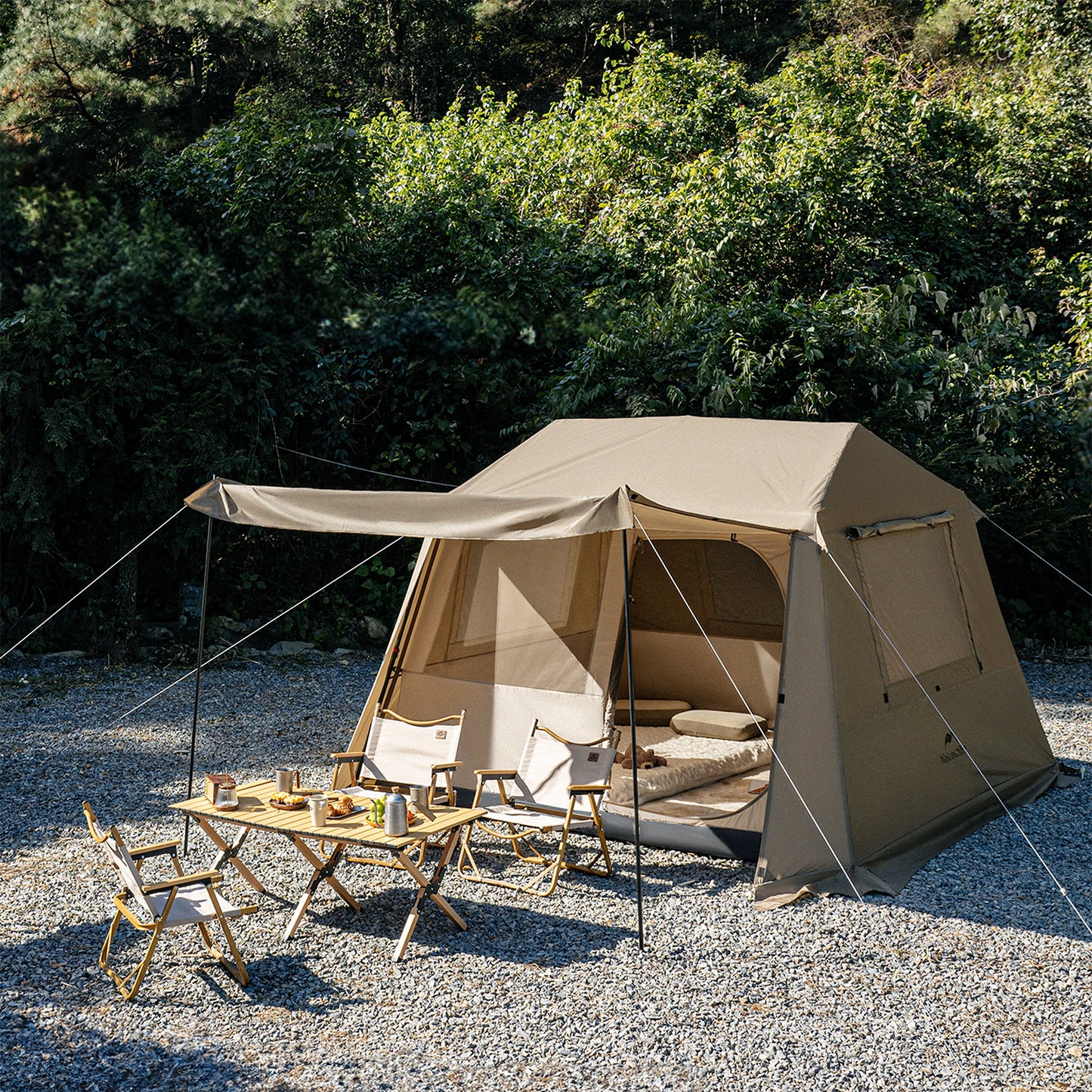 Naturehike VILLAGE 6.0 LITE Automatic Tent Fast Cabin Style Tent 4 Person One-Piece Setup Ridge 2.0 9m² Total Use Space 360° Ventilation VILLAGE 6