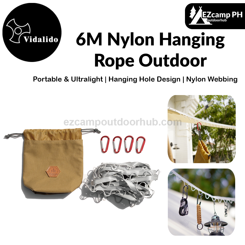 Vidalido 6M Nylon Hanging Rope Outdoor Portable Ultralight Multifunctional Clothesline Tent Line Hang Equipment Tools Lamp Utensils Accessories