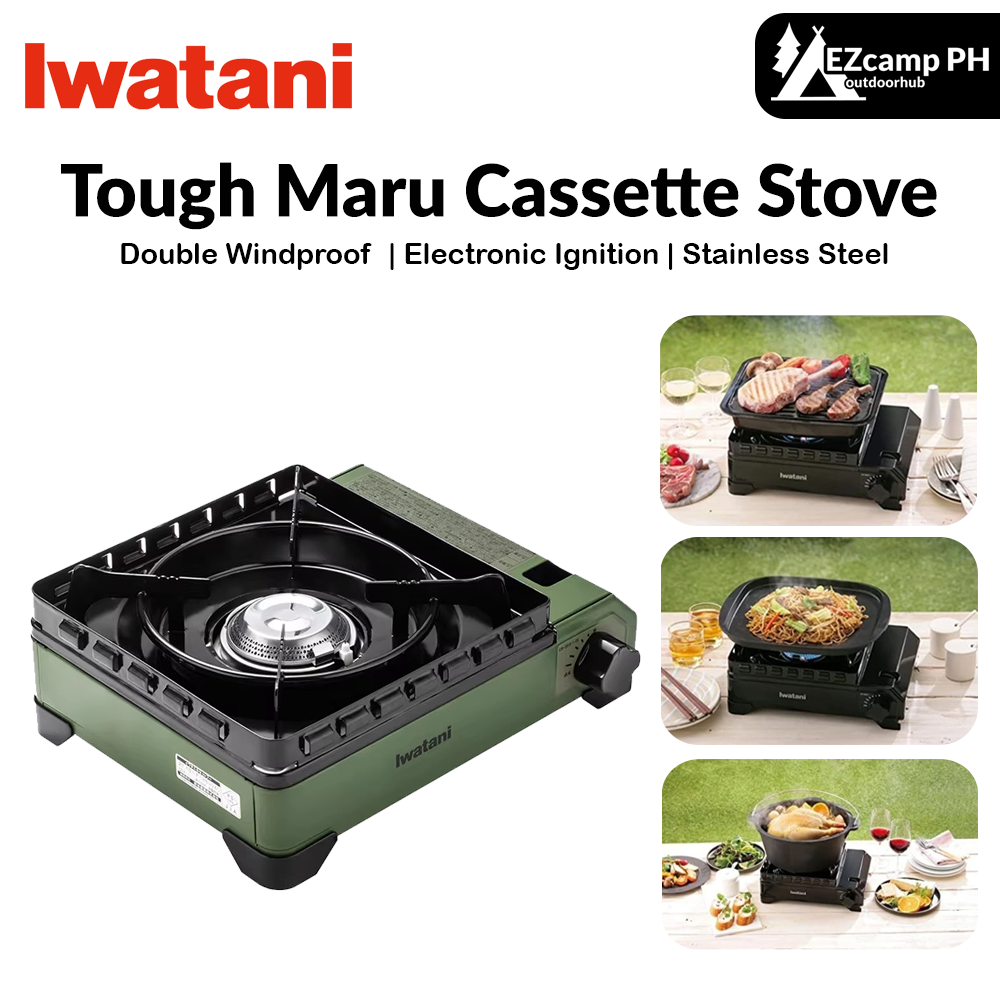 Iwatani Tough Maru Cassette Stove Portable Lightweight Butane Canister Stove with Integrated Double Windshield With Storage Case