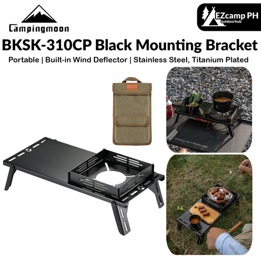 Campingmoon BKSK-310CP Black Mounting Bracket Portable Ultralight Stainless Steel Sturdy Stove Mount Butterfly Stove Folding With Storage Bag