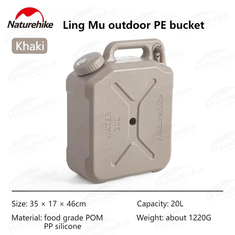 Naturehike 12L / 20L PE Outdoor Portable Bucket Food Grade Plastic Retro Style Travel Picnic Drinking Water Storage Container Camping Equipment