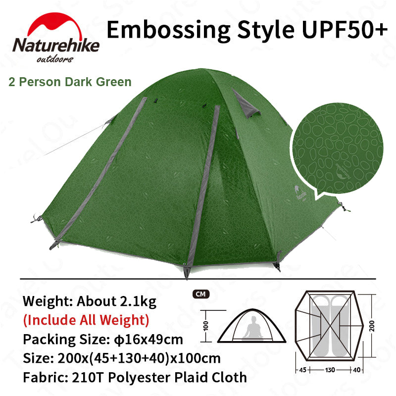 Naturehike 2 3 4 Person P-Series UPF50+ Outdoor Camping Tent Waterproof Windproof Portable Camp Heavy Duty Lightweight Camp Shelter for Nature Hike P Series Professional Hiking Backpacking