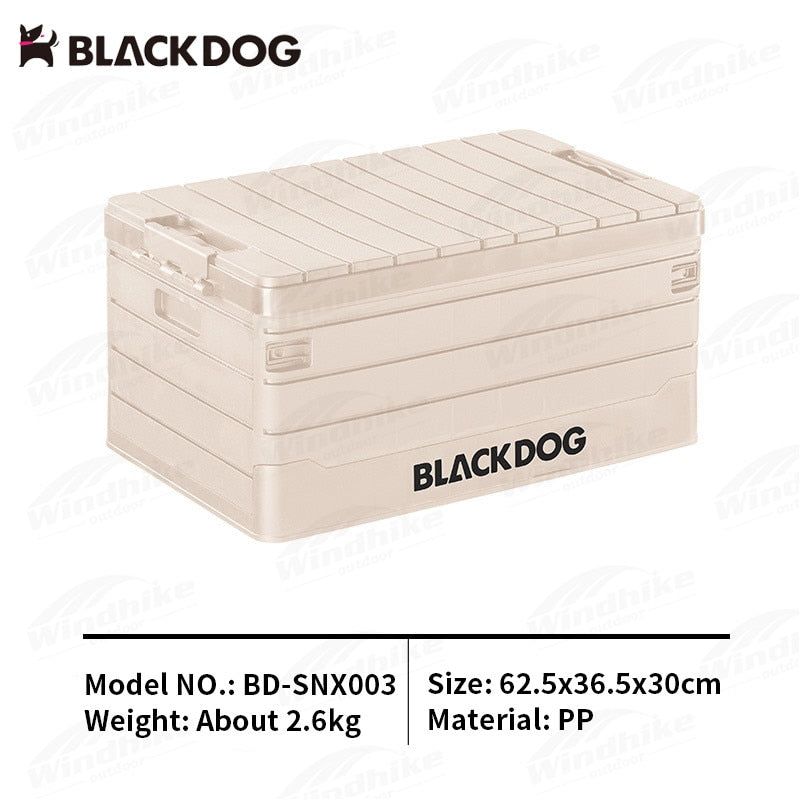 BLACKDOG PP Foldable Storage Box Portable 60L Capacity Collapsible Camping Container Outdoor With Tabletop Board Hiking Picnic Beach Travel Heavy Duty Original Black Dog
