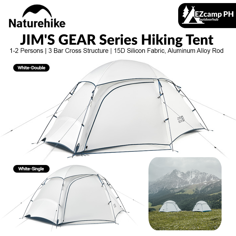 Naturehike JIM'S GEAR Series Hiking Tent Portable Ultralight Backpacking Tent 3 Bar Cross Structure 4 Seasons Tent 1-2 Persons 15D Nylon Waterproof