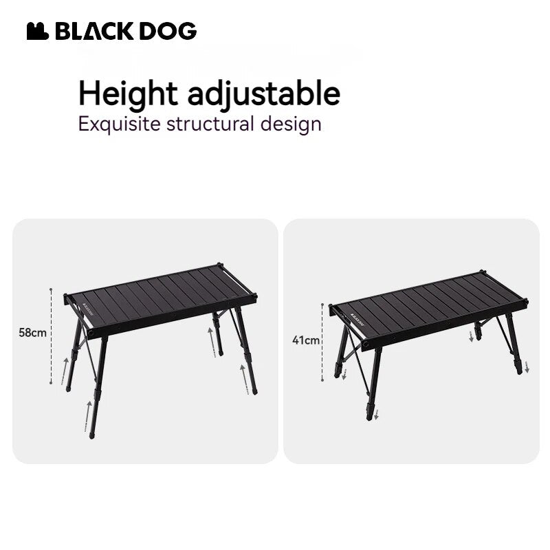 BLACKDOG Black IGT Portable Table Compatible Free Combination Height Adjustable Camping Table Foldable Outdoor Stove Aluminum Alloy 40kg Max Load