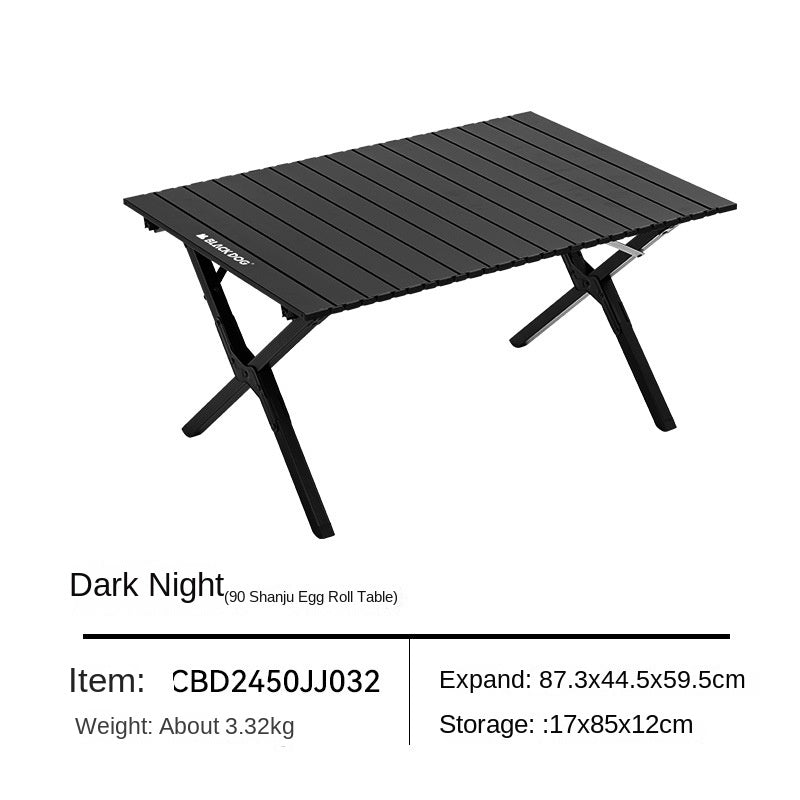 BLACKDOG Aluminum Alloy Egg Roll Table Portable Folding Camping Coffee Dining Table Outdoor Hiking Picnic Beach Foldable Board Triangular Cross Support