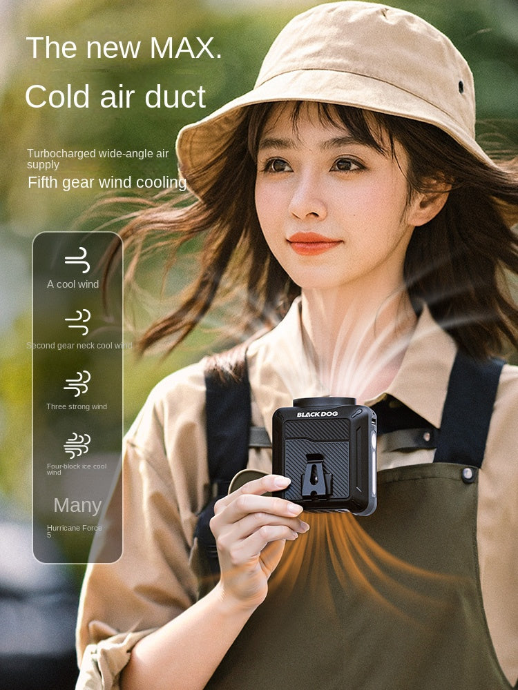 Blackdog COOLING Waist & Neck Fan Multipurpose Outdoor Handheld Electric Fan With Built-in Flashlight Wireless USB Charging Camping Travel Hiking Activity