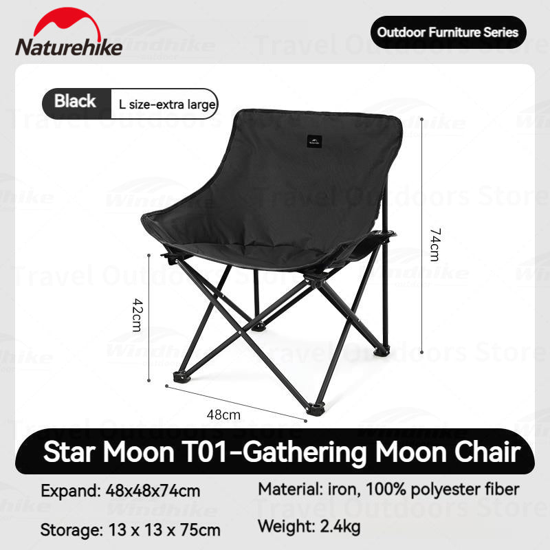 Naturehike Star and Moon T01 Gathering Camping Chair Portable X-Shaped Folding Leisure Relax Lazy Chair With Armrest Lounge Fishing Tourist Garde