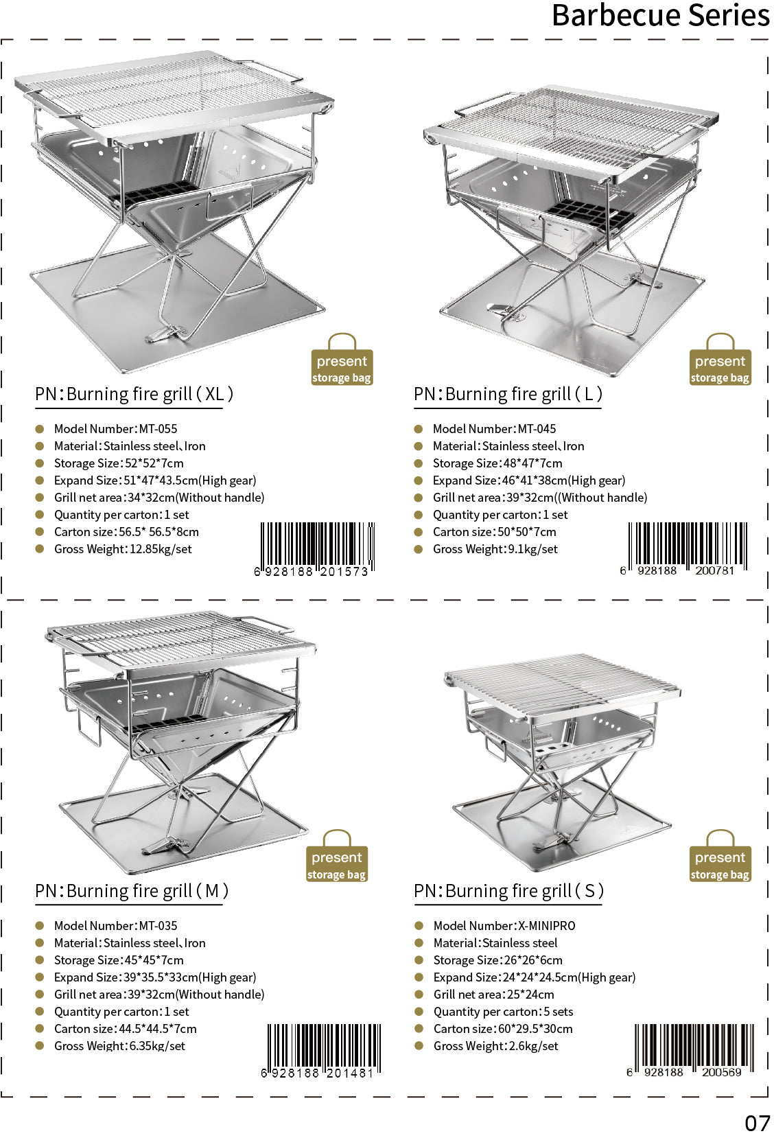 CAMPINGMOON MT PRO Series Camping Outdoor Portable Folding Small Medium Large Charcoal Grill Pure Stainless Steel Foldable Bonfire Pit Fire Wood Stove