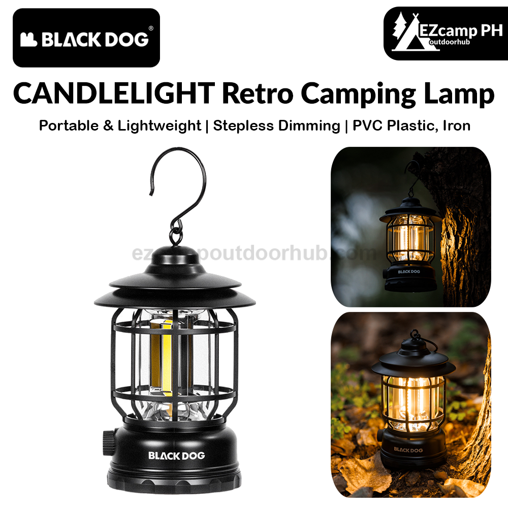 Blackdog CANDLELIGHT Retro Camping Lamp Black LED Light Ambient Lantern USB Charging 1800mAh Battery Long Life Lamp IP44 Waterproof Tent Outdoor