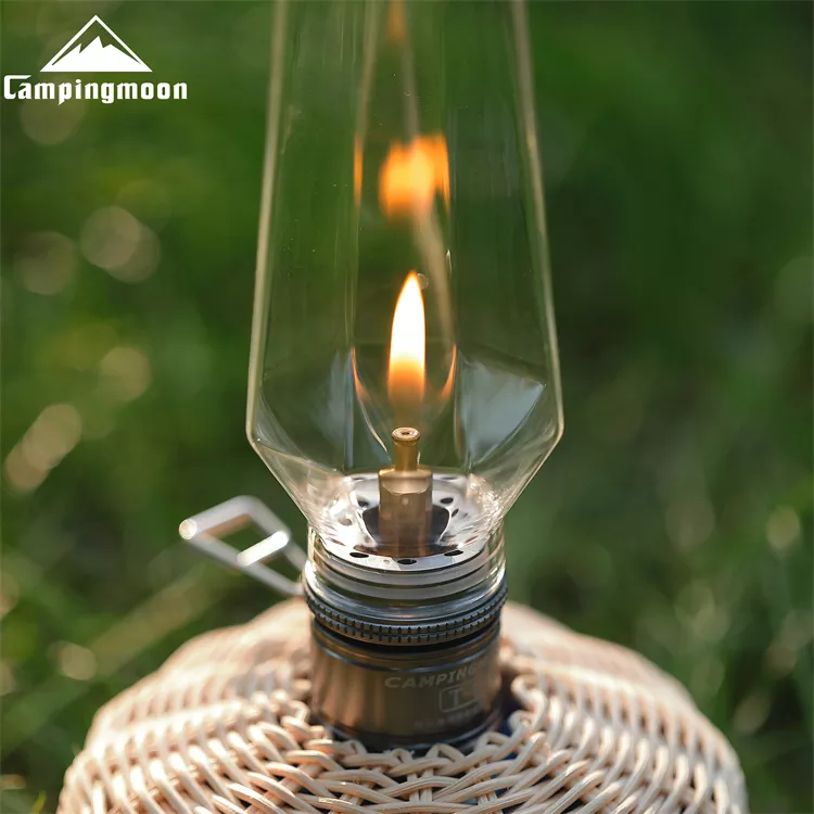 CAMPINGMOON T-1 Gas Butane Candle Light Lantern Lamp Camping Atmosphere Ambient Lighting For Screw Type Butane Isobutane Fuel With Wood Wooden Box