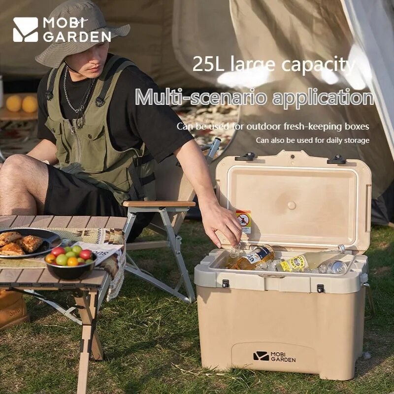 Mobi Garden GLACIER Rotomolded Cooler Storage Box 25L Food Drink Ice Chest Cold Hot Container Cold up to 84H Long Lasting Food Grade PU PP Material