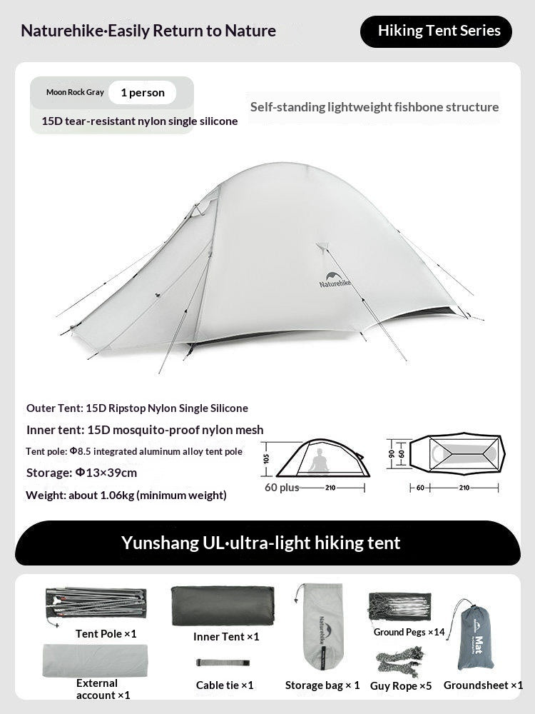 Naturehike Cloud Up Series 1 2 3 Person Portable Ultralight Outdoor Camping Hiking Waterproof 3 Season Camp Tent in 210T 20D Original Upgraded Version