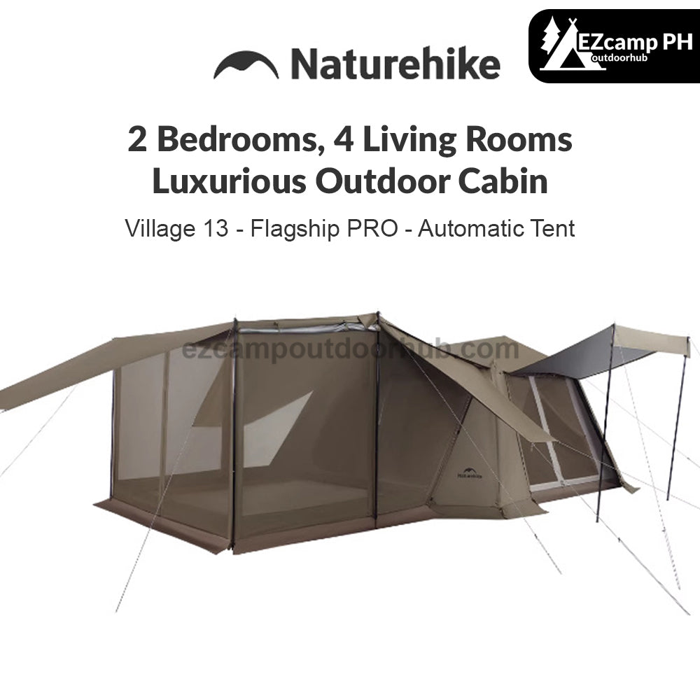 Naturehike VILLAGE 13 Flagship PRO Series Fast Build Automatic Cabin Style Tent 4-8 Person Outdoor Waterproof Ti Black Vinyl Coated Sunscreen Gen 3
