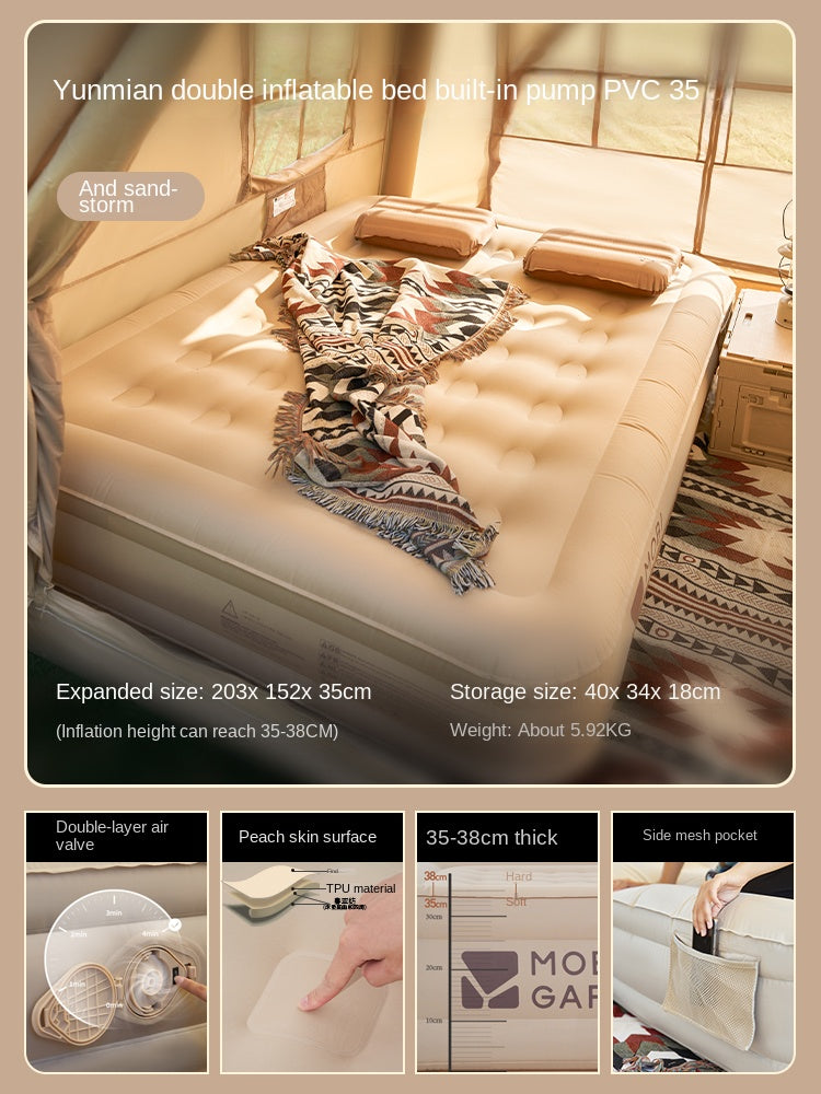 Mobi Garden Automatic Inflatable Mattress Outdoor Integrated Self-Inflating Tent  Sleeping Heightened Air Cushion Bed Pad Built-in Electric Pump